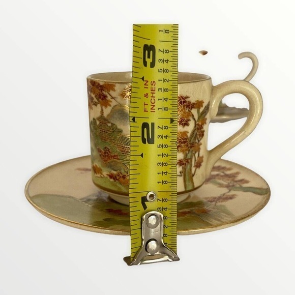 Vintage Koshida Japan 14 Piece Tea Set‎ Autumn Leaves Scene Teapot Cups Saucers - Picture 10 of 12